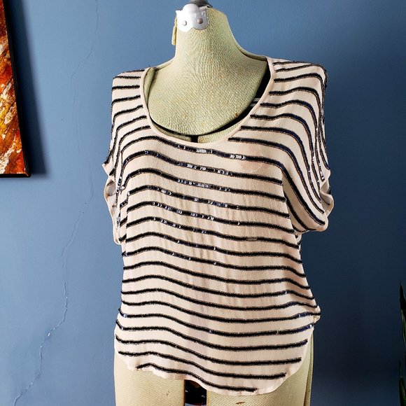 Joie "Jaden" Striped Sequin Top/Sz Small - Picture 1 of 10